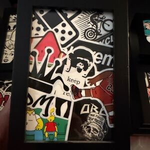 Graphic Art Collage in Black Frame